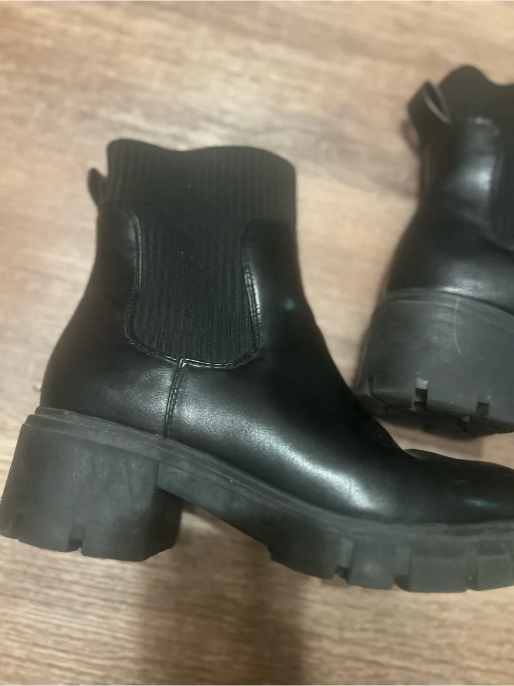 Black Chelsea Lug Sole Ankle Boots - Women